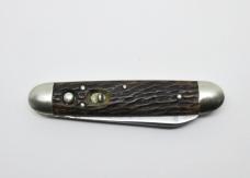 Antique SCHRADE Cut Co Walden NY 2-Blade Bone Double Button Automatic Folding Knife (read..)