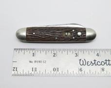 Antique SCHRADE Cut Co Walden NY 2-Blade Bone Double Button Automatic Folding Knife (read..)