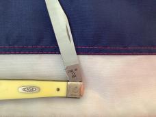 1989 Case xx Slimline Trapper -Yellow Derlin Handles -Fancy Bolsters -Gold Mint Set -Mdl# 31048