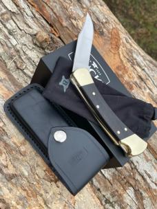 BUCK 110 AUTO BRASS BOLSTER WITH SHEATH & BOX