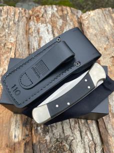 BUCK 110 AUTO ELITE NICKEL BOLSTER WITH SHEATH & BOX