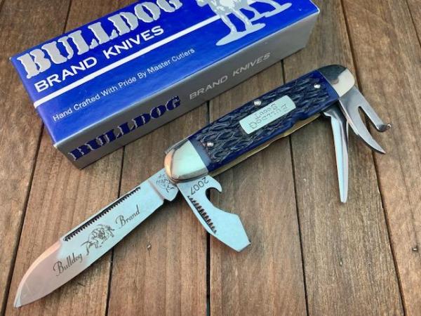 Bulldog Scout Knife Blue Lizard Skin Jigged Bone 2007 Solingen Germany Beautiful!