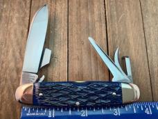 Bulldog Scout Knife Blue Lizard Skin Jigged Bone 2007 Solingen Germany Beautiful!