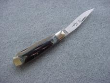 Vintage FROST CUTLERY, Custom Design, Stag, Etched, Classic Trapper Pattern Pocket Knife MIB
