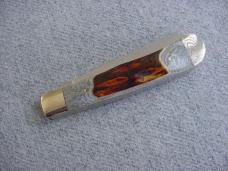 Vintage FROST CUTLERY, Custom Design, Stag, Etched, Classic Trapper Pattern Pocket Knife MIB
