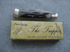 Vintage FROST CUTLERY, Custom Design, Stag, Etched, Classic Trapper Pattern Pocket Knife MIB