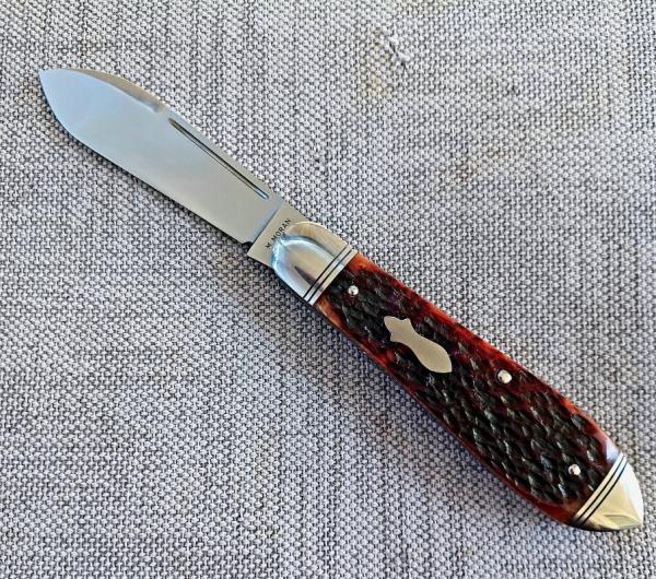 Mike Moran Bullet Head Jack..Cpm154..3 5/8"..Jigged Bone..Double Ringed Bolsters & Caps..Coa..pouch Mike Moran Bullet Head Jack..Cpm154..3 5/8"..Jigged Bone..Double Ringed Bolsters & Caps..Coa..pouch