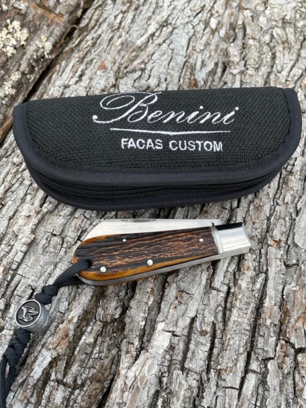 BENINI - FACAS CUSTOM STAG HANDLE SLIPJOINT FOLDER **VERY NICE BUILD**