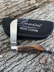 BENINI - FACAS CUSTOM STAG HANDLE SLIPJOINT FOLDER **VERY NICE BUILD**