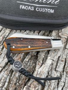 BENINI - FACAS CUSTOM STAG HANDLE SLIPJOINT FOLDER **VERY NICE BUILD**