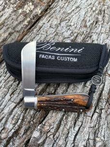 BENINI - FACAS CUSTOM STAG HANDLE SLIPJOINT FOLDER **VERY NICE BUILD**