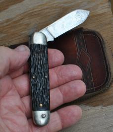 Utica Cutlery Co. Multi Tool Kit In Leather Zippered Case Never Used Tarnish Rough Black Handle Utica Cutlery Co. Multi Tool Kit In Leather Zippered Case Never Used Tarnish Rough Black Handle