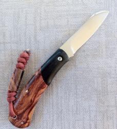 Mhara Native.,N690,..4".coa& box,Purple Heartwood Scales..African Blackwood Bolsters..lanyard  w/bea