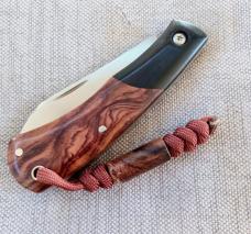 Mhara Native.,N690,..4".coa& box,Purple Heartwood Scales..African Blackwood Bolsters..lanyard  w/bea