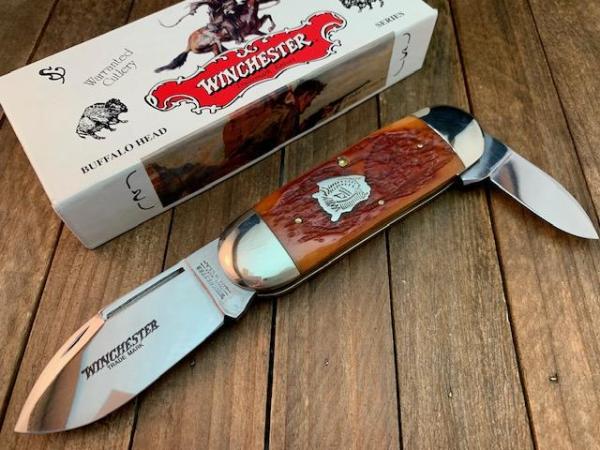 Winchester Wildcat Driller Sunfish Buffalo Head Series Burnt Orange Jigged Bone 1998