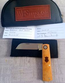 Willem Steenkamp Modern Sheepsfoot Barlow..3.5".M390..Richlite scales.Cocobolo Shield.slip.pouch.coa Willem Steenkamp Modern Sheepsfoot Barlow..3.5".M390..Richlite scales.Cocobolo Shield.slip.pouch.coa
