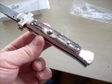 A. G. A. Campolin  Lever Maltese Cross Bayonet Large 9 Incher Lockback W/Genuine Stag/Antler NIB