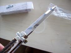 A. G. A. Campolin  Lever Maltese Cross Bayonet Large 9 Incher Lockback W/Genuine Stag/Antler NIB