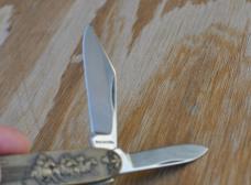 Winchester 2 Blade Bronze Handle USA Made Mint 3 1/2" Closed Train Robbery Scene