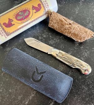 Great Eastern Cutlery 252110EO Little Jack, Custom Elk Handle and Filework, Sheath, GEC 25, Unused 