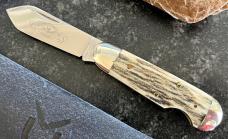 Great Eastern Cutlery 252110EO Little Jack, Custom Elk Handle and Filework, Sheath, GEC 25, Unused Great Eastern Cutlery 252110EO Little Jack, Custom Elk Handle and Filework, Sheath, GEC 25, Unused