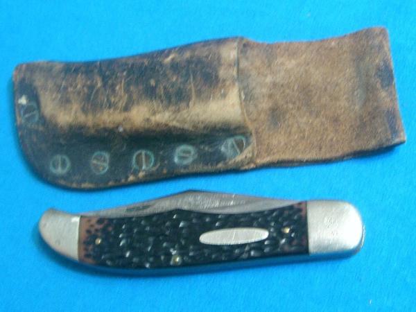 VINTAGE SABRE MONARCH AMERICAN KNIFE CO TRAPPER FOLDING POCKET KNIVES SHEATH VINTAGE SABRE MONARCH AMERICAN KNIFE CO TRAPPER FOLDING POCKET KNIVES SHEATH