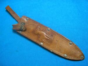 STAG DEER GERMAN GERMANY LEATHER FIXED BLADE DAGGER HUNTING SKINNING KNIFE KNIVES LEATHER SHEATH