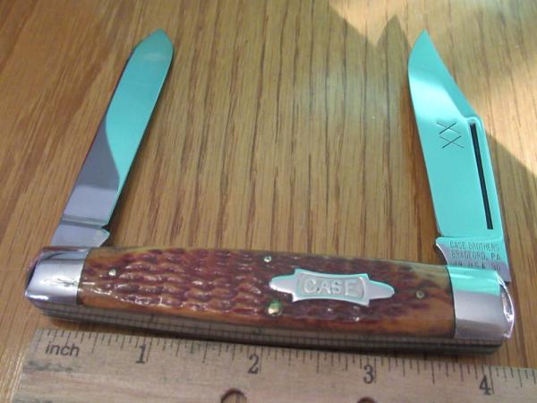 Case Classic 1990 Red / Brown Bone Moose Pattern 62075  XX on Blades