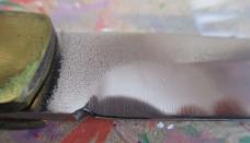 Jay Bigler “98” folder, dark burl and brass handle
