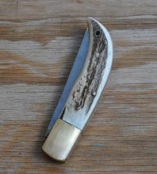Spanish Folder Artisan Made 4 1/4" Closed Thick Stag Handles Bronze Bolsters 1/2 Stop Tight And Loud