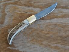 Spanish Folder Artisan Made 4 1/4" Closed Thick Stag Handles Bronze Bolsters 1/2 Stop Tight And Loud Spanish Folder Artisan Made 4 1/4" Closed Thick Stag Handles Bronze Bolsters 1/2 Stop Tight And Loud