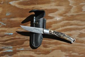 Le Thiers Fontenille Pataud 4 1/2" Closed Sandvik 14C28N Ram Horn Handle Locking Blade Artisan Made