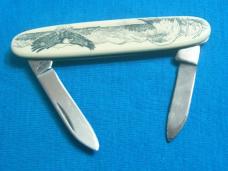 VINTAGE BARLOW USA EAGLE SCRIMSAW POCKET WATCH FOB KEYCHAIN KNIFE KNIVES OLD USA VINTAGE BARLOW USA EAGLE SCRIMSAW POCKET WATCH FOB KEYCHAIN KNIFE KNIVES OLD USA