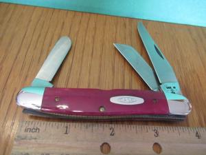 Case XX 1982 Smooth Red Bone Handle Stockman Pattern # SR6347 1/2 SS