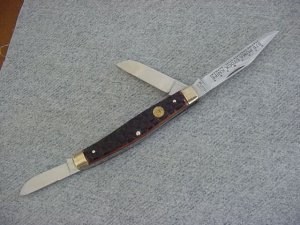 Vintage PUMA HANDMADE #675, Etched, Bone Handles, Stockman Pattern Pocket Knife MINT