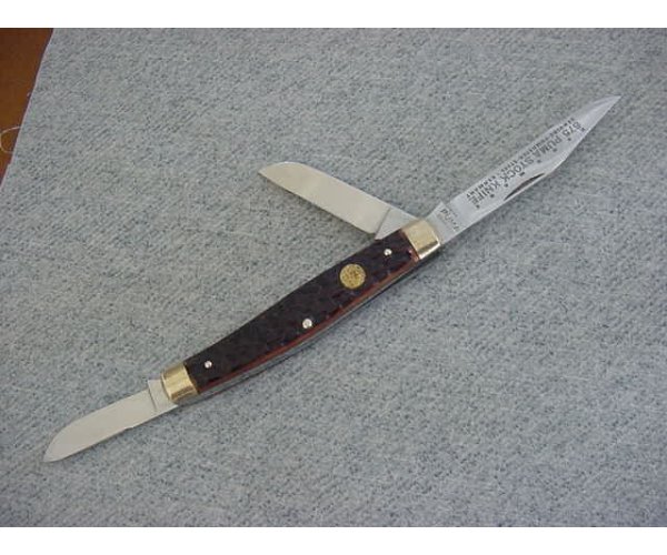 Vintage PUMA HANDMADE 675 Etched Bone Handles Stockman Pattern