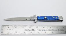 9" Automatic Switchblade Stiletto - Blue Simulated Pearl Handle - Milano