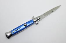 9" Automatic Switchblade Stiletto - Blue Simulated Pearl Handle - Milano