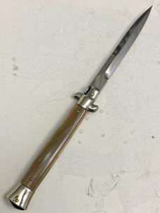 Walt's Latama 28cm / 11" Translucent Honey Horn Red Dot Half-Grind Swivel Bolster Stiletto 5mm Blade