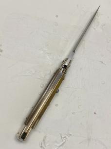 Walt's Latama 28cm / 11" Translucent Honey Horn Red Dot Half-Grind Swivel Bolster Stiletto 5mm Blade
