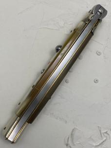 Walt's Latama 28cm / 11" Translucent Honey Horn Red Dot Half-Grind Swivel Bolster Stiletto 5mm Blade