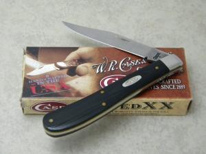Case XX USA 2009 Black Micarta 101048 SS Slimline Trapper Farmers Utility Jack Knife in Box