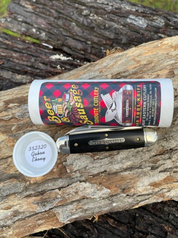 GEC TIDIOUTE 352320 GABOON EBONY BEER & SAUSAGE BAR TOOL KNIFE 1095 CARBON