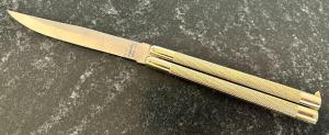 Vintage Valor Kamikaze Balisong Butterfly Knife, Made In Japan, Model 591, Gold Color Handle, Unused