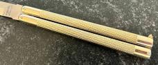 Vintage Valor Kamikaze Balisong Butterfly Knife, Made In Japan, Model 591, Gold Color Handle, Unused