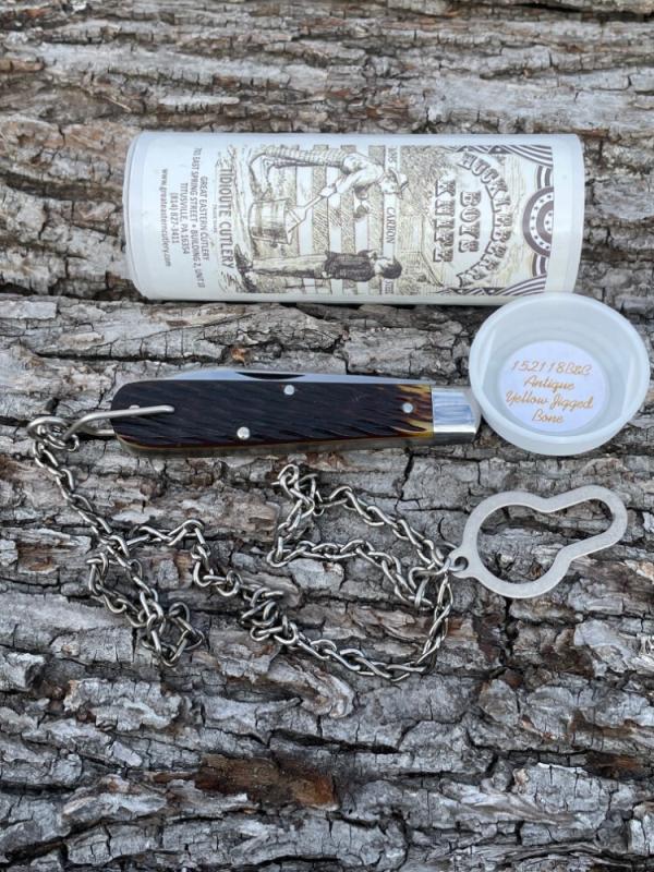 GEC TIDIOUTE 15211B&C ANTIQUE YELLOW JIGGED BONE HUCKLEBERRY BOYS KNIFE