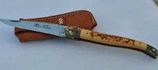 Laguiole Le Gevaudan 12C27 Steel 4 3/4" Closed File Work Mint Mirror Polish Olive Wood Engraved Laguiole Le Gevaudan 12C27 Steel 4 3/4" Closed File Work Mint Mirror Polish Olive Wood Engraved