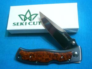 BLUE SEKI CUT HIRO VG10 JAPAN LOCKBACK FOLDING HUNTER POCKET KNIFE KNIVES BURLWOOD HANDLE MIB