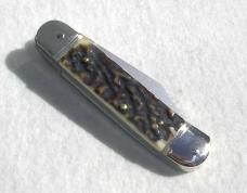 RARE 8cm OLDER HUBERTUS GENUINE STAG GERMAN SPRINGER VG 10 LAMINATED SUMINAGASHI DAMACUS BLADE