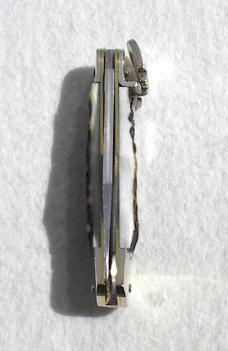 RARE 8cm OLDER HUBERTUS GENUINE STAG GERMAN SPRINGER VG 10 LAMINATED SUMINAGASHI DAMACUS BLADE
